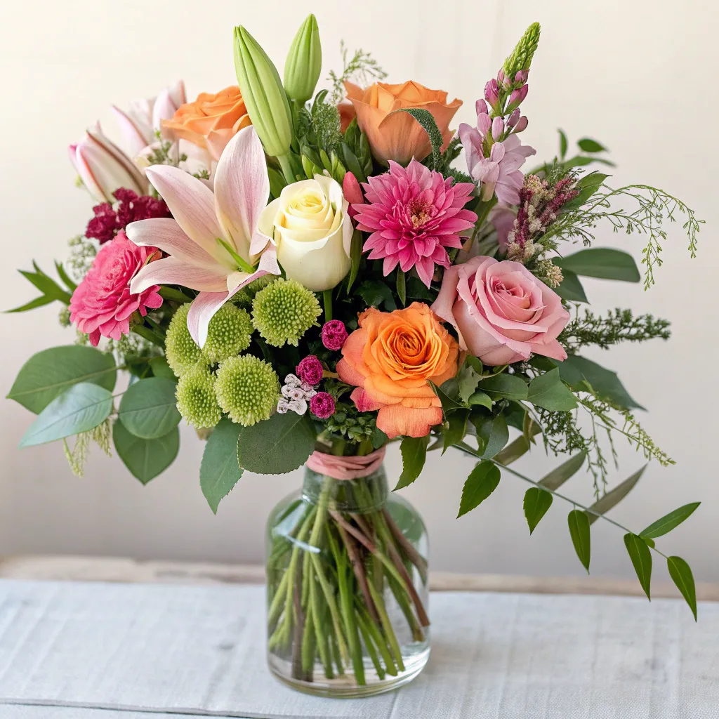 A beautifully arranged bouquet of fresh flowers